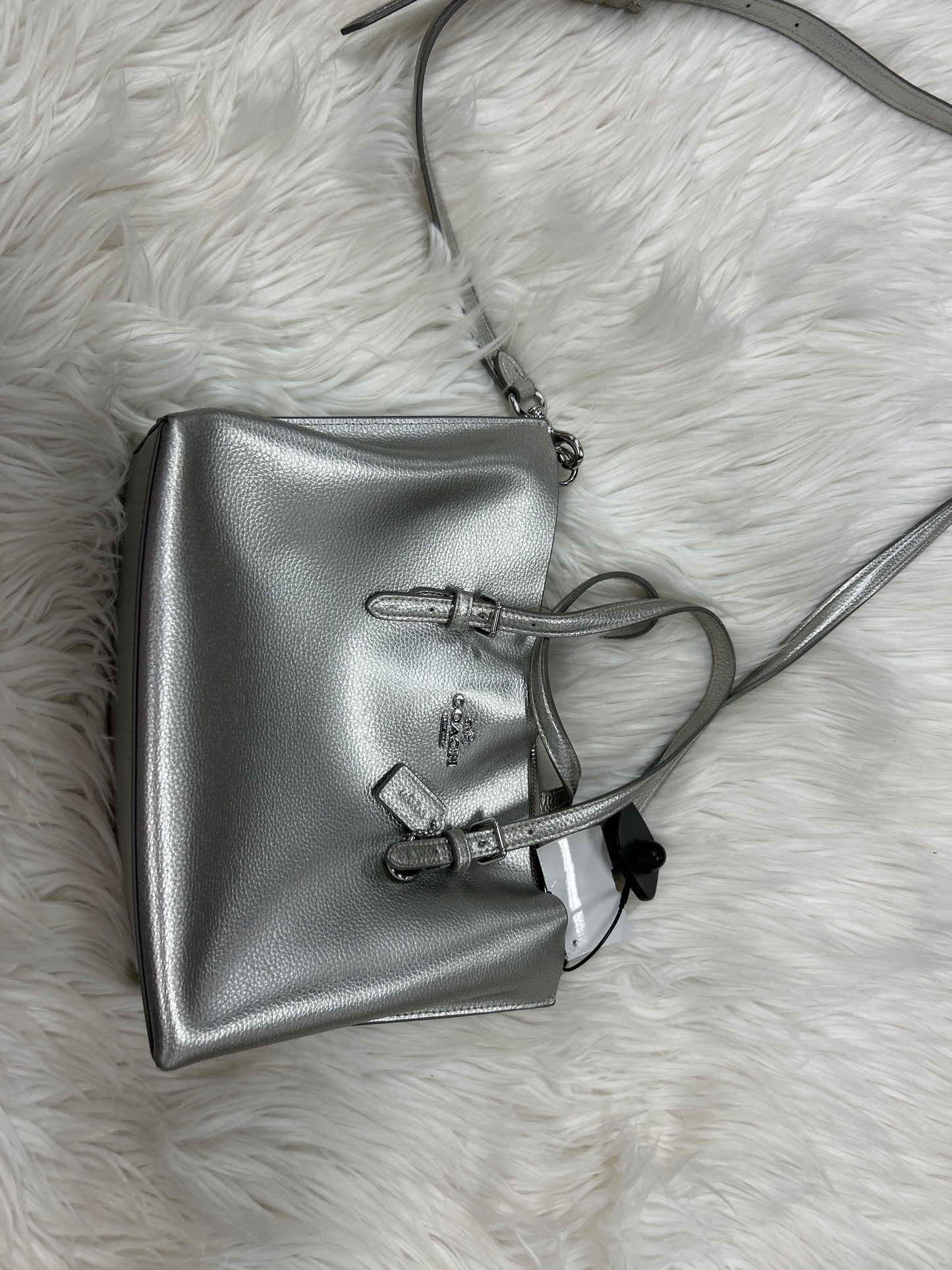 Handbag Designer By Coach In Silver, Size:Medium
