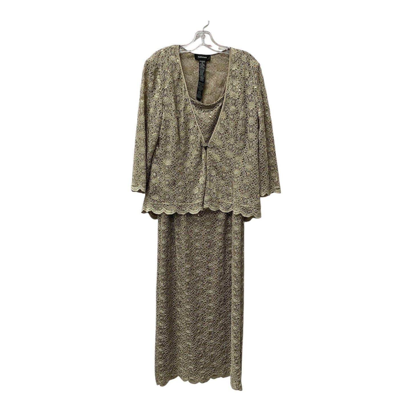 Dress Party Long and cardigan By R And M Richards In Tan, Size:L