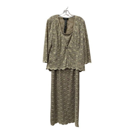 Dress Party Long and cardigan By R And M Richards In Tan, Size:L