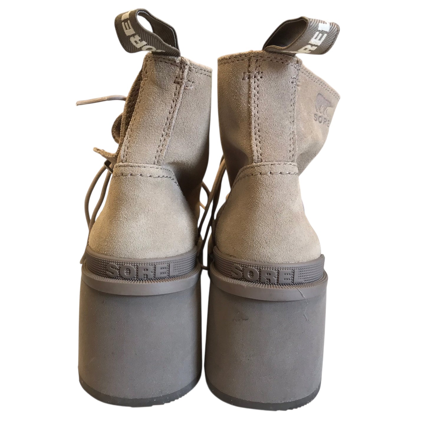 Boots Ankle Heels By Sorel In Beige, Size:8.5