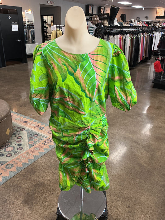 Dress Casual Short By Farm Rio In Green & Pink, Size:Lp