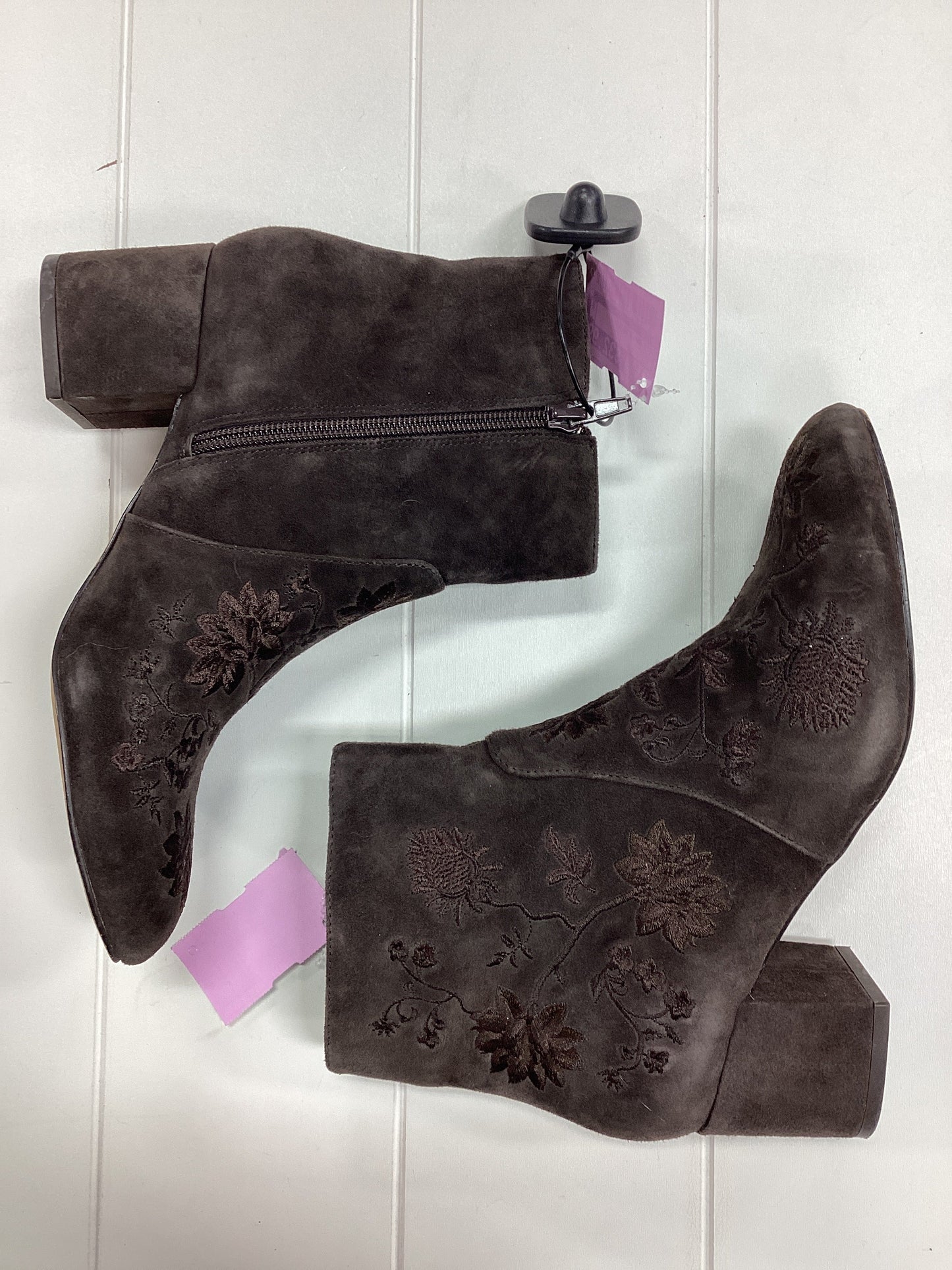 Boots Ankle Heels By Chicos In Brown, Size:6.5