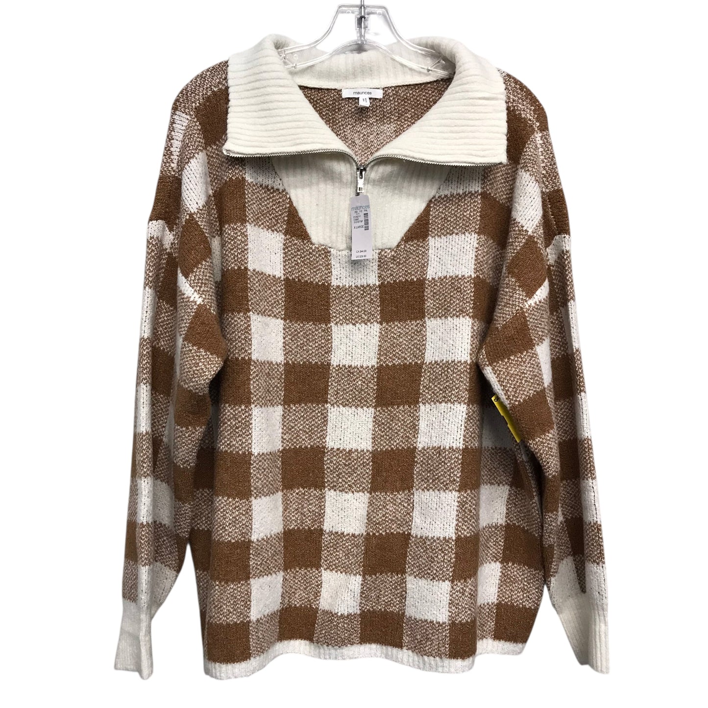 Sweater By Maurices In Tan & White, Size:Xl