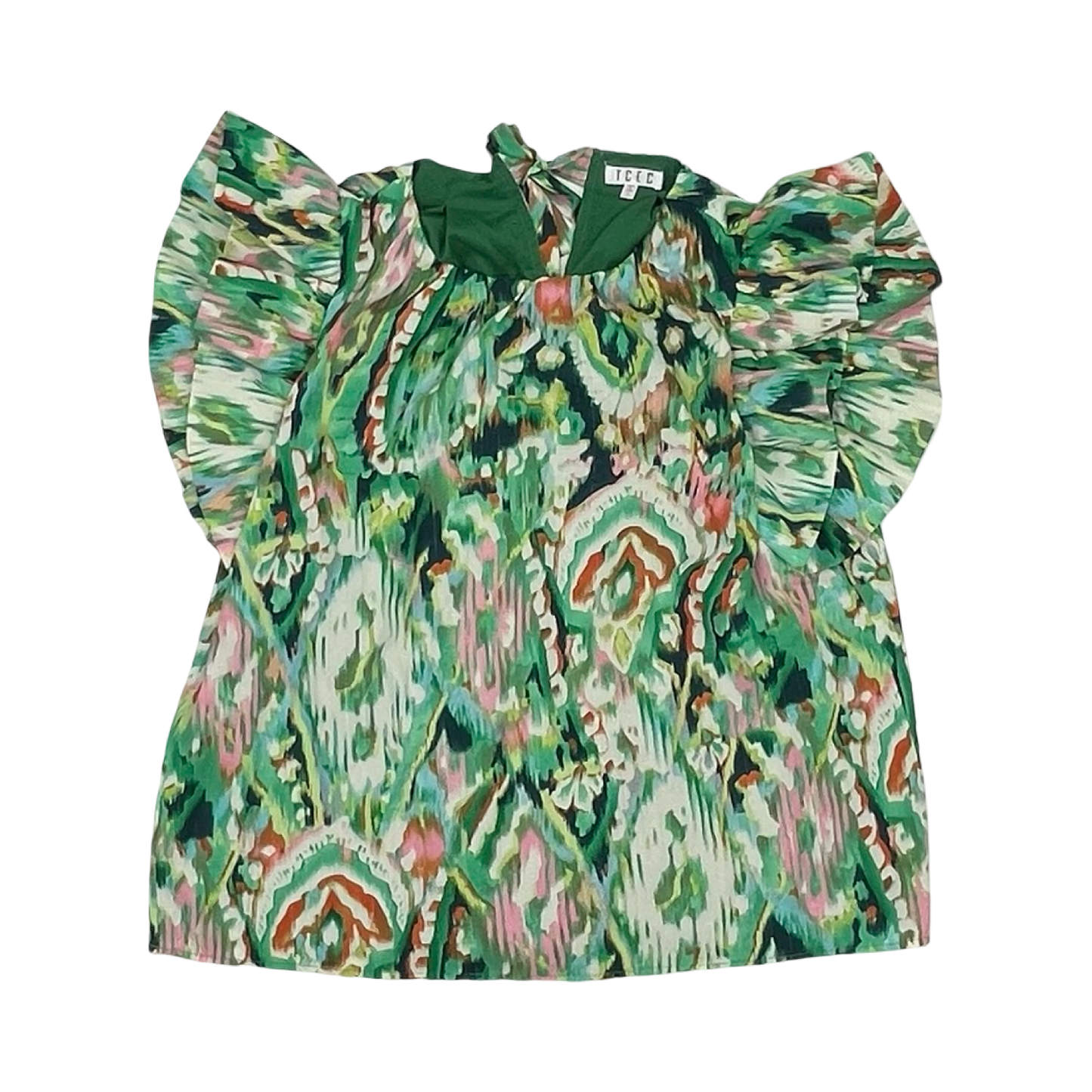 Blouse Ss By Tcec In Green, Size:L
