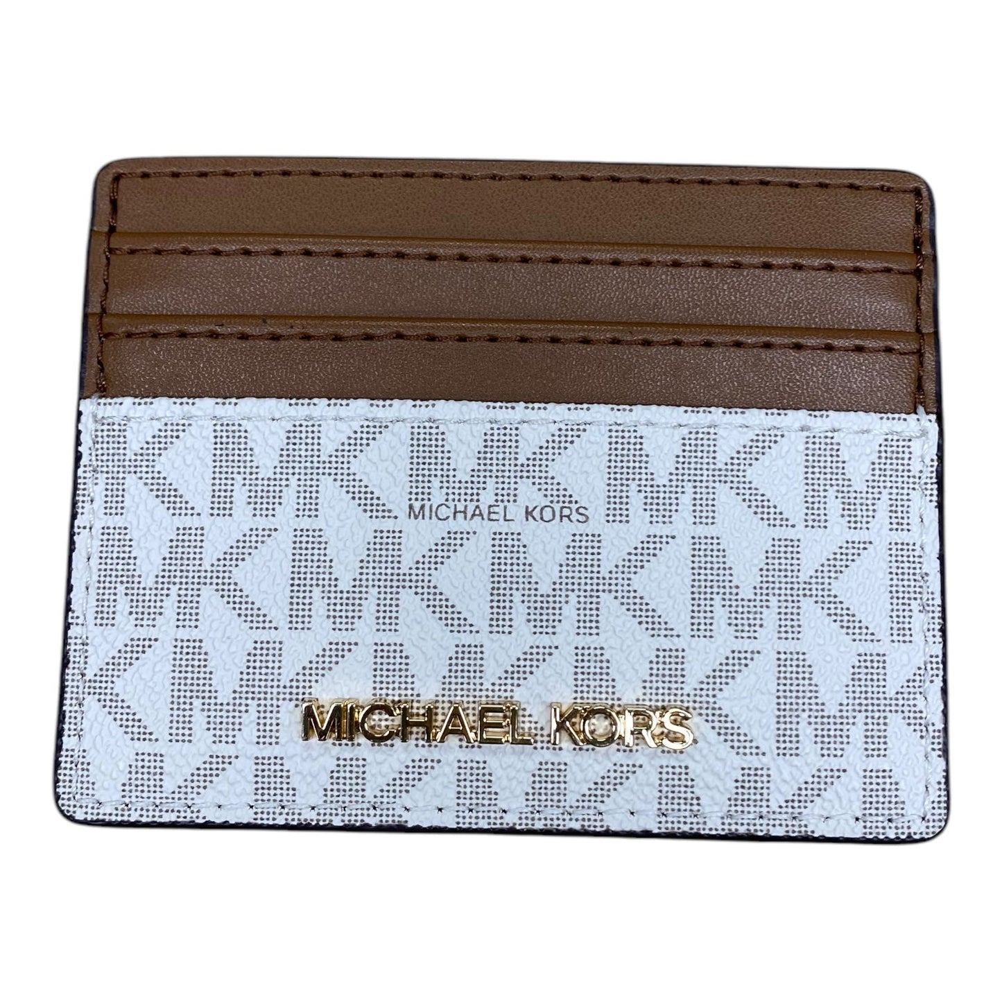 Id/Card Holder Designer By Michael Kors In Brown & Cream
