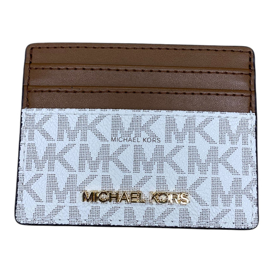 Id/Card Holder Designer By Michael Kors In Brown & Cream