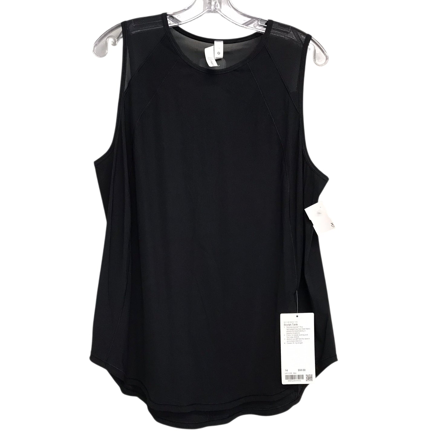 Athletic Tank Top By Lululemon In Black, Size:L