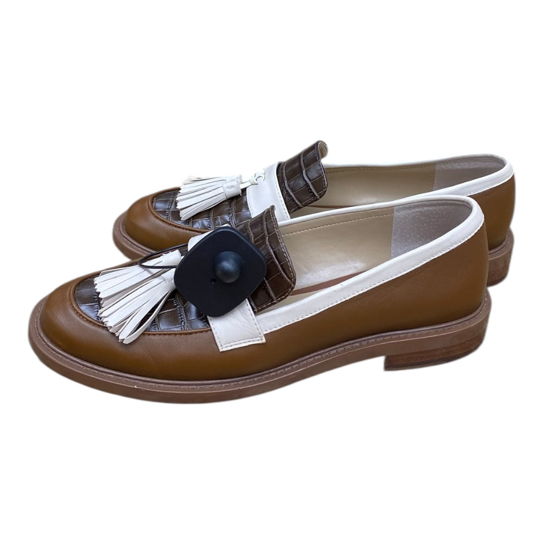 Shoes Heels Block By Ann Taylor In Brown & Cream, Size:8.5