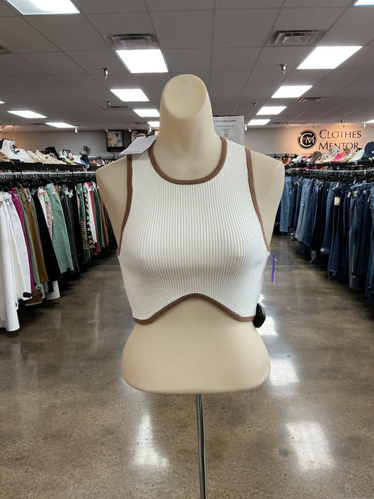 Top Sleeveless By Olivaceous In Cream & Tan, Size:S