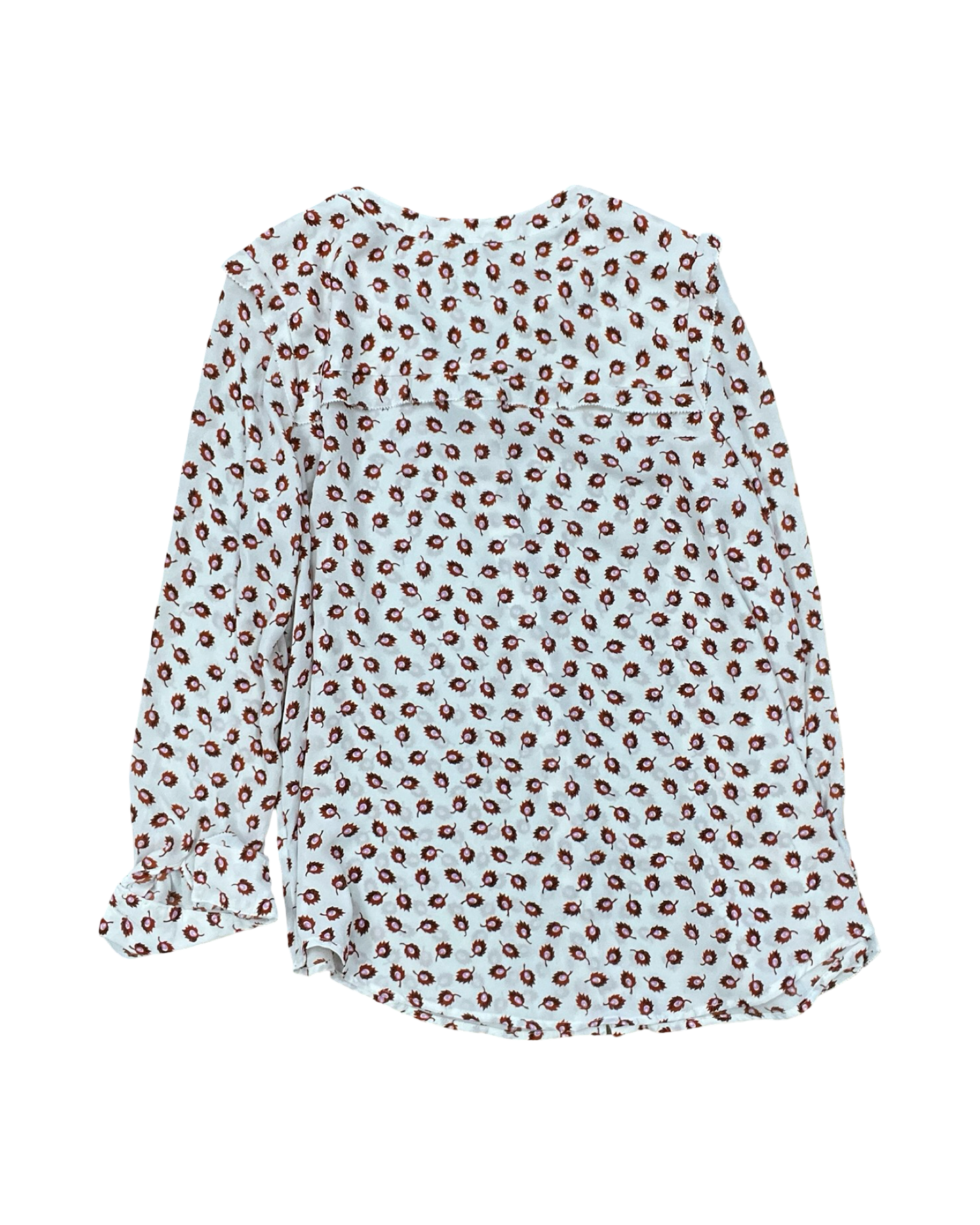 Blouse Ls By Liz Claiborne In Orange & White, Size:L