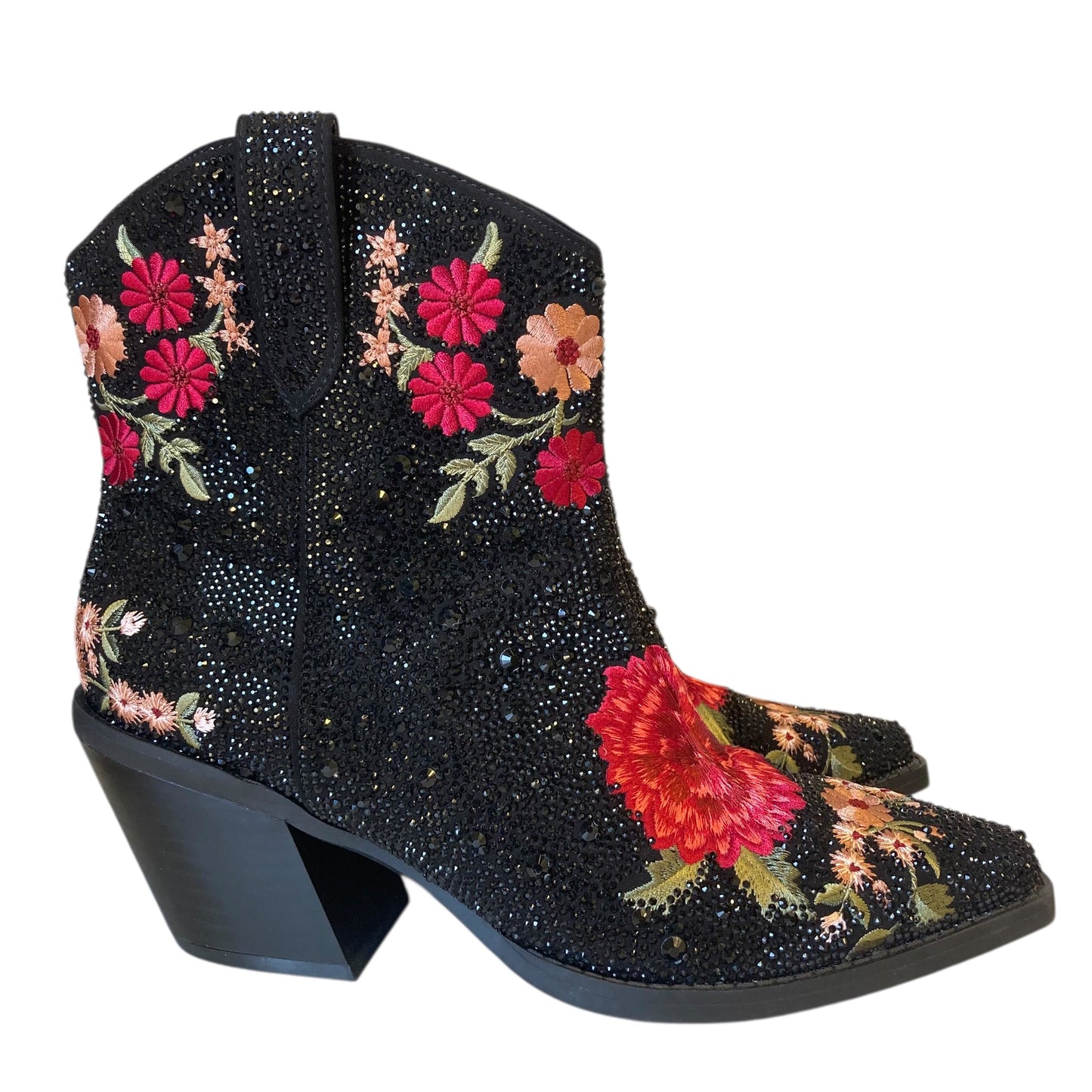 Boots Ankle Heels By Inc In Black & Red, Size:8.5