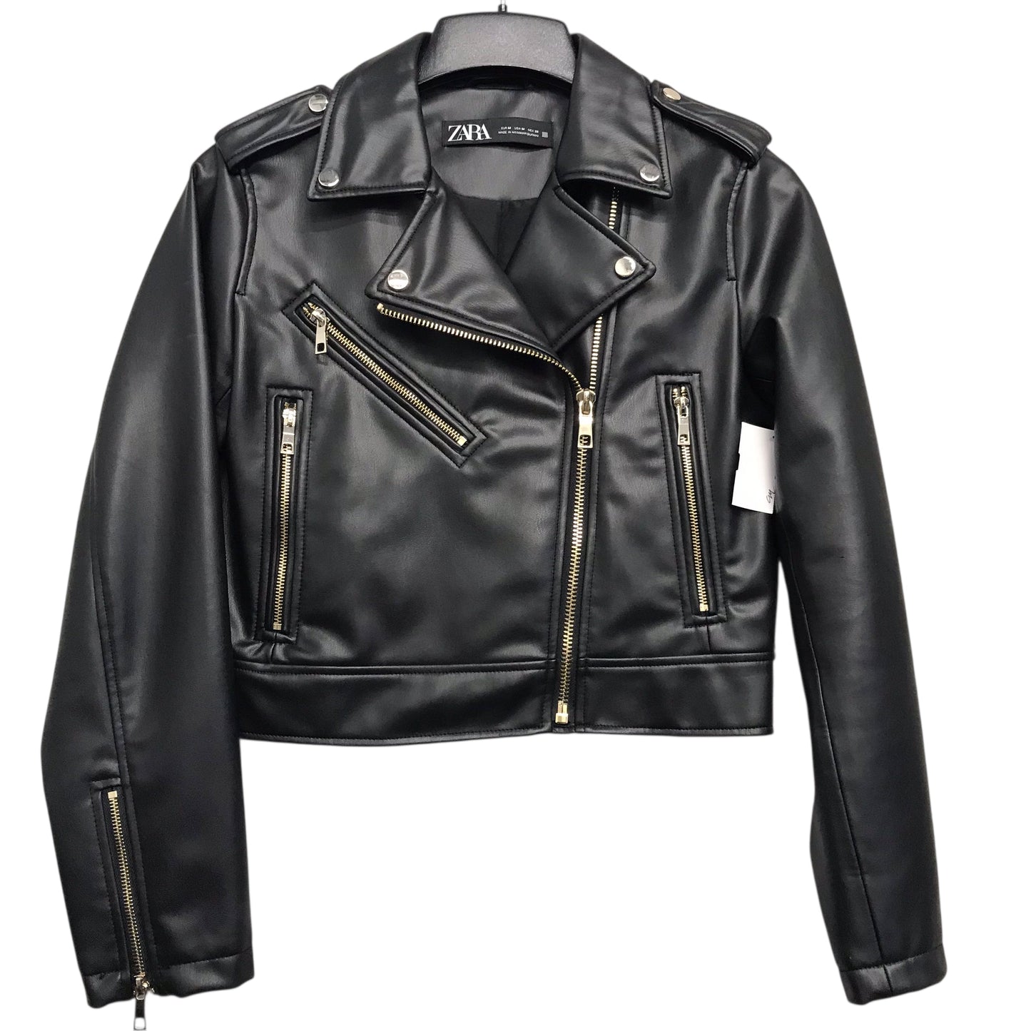 Jacket Moto By Zara In Black, Size:M
