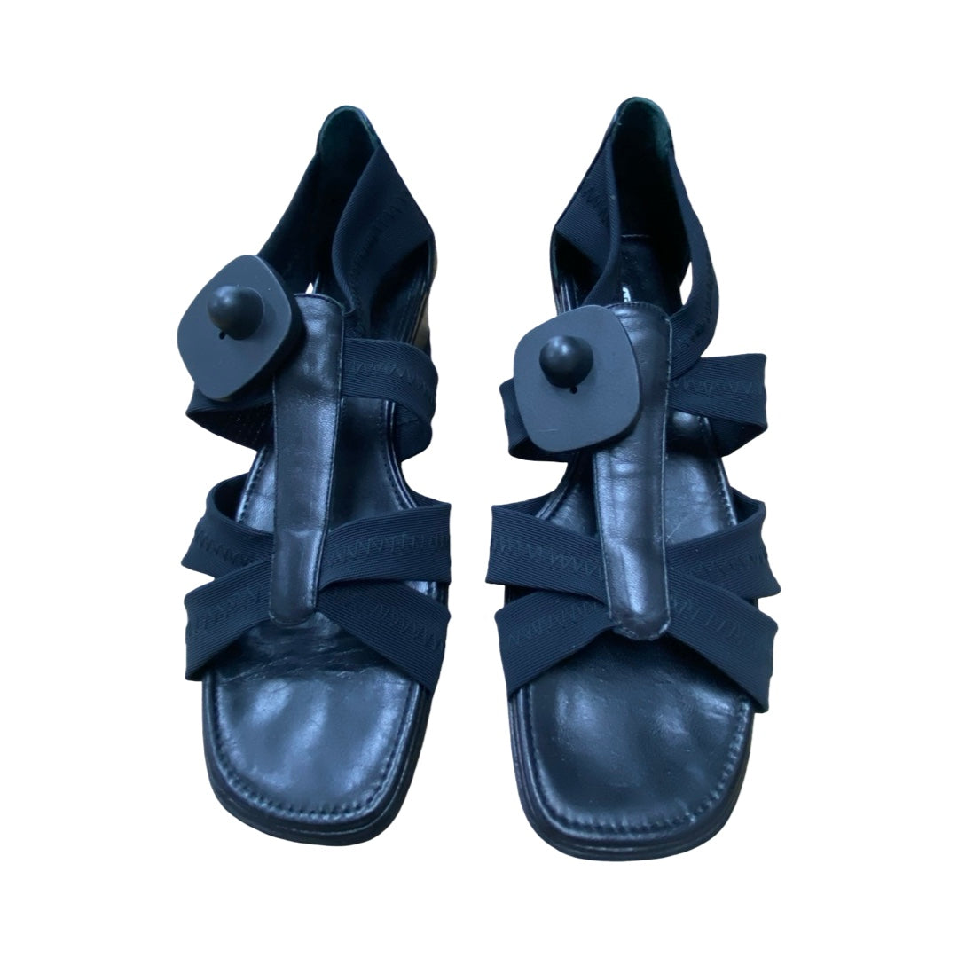 Sandals Heels Block By Donald Pliner In Black, Size:8