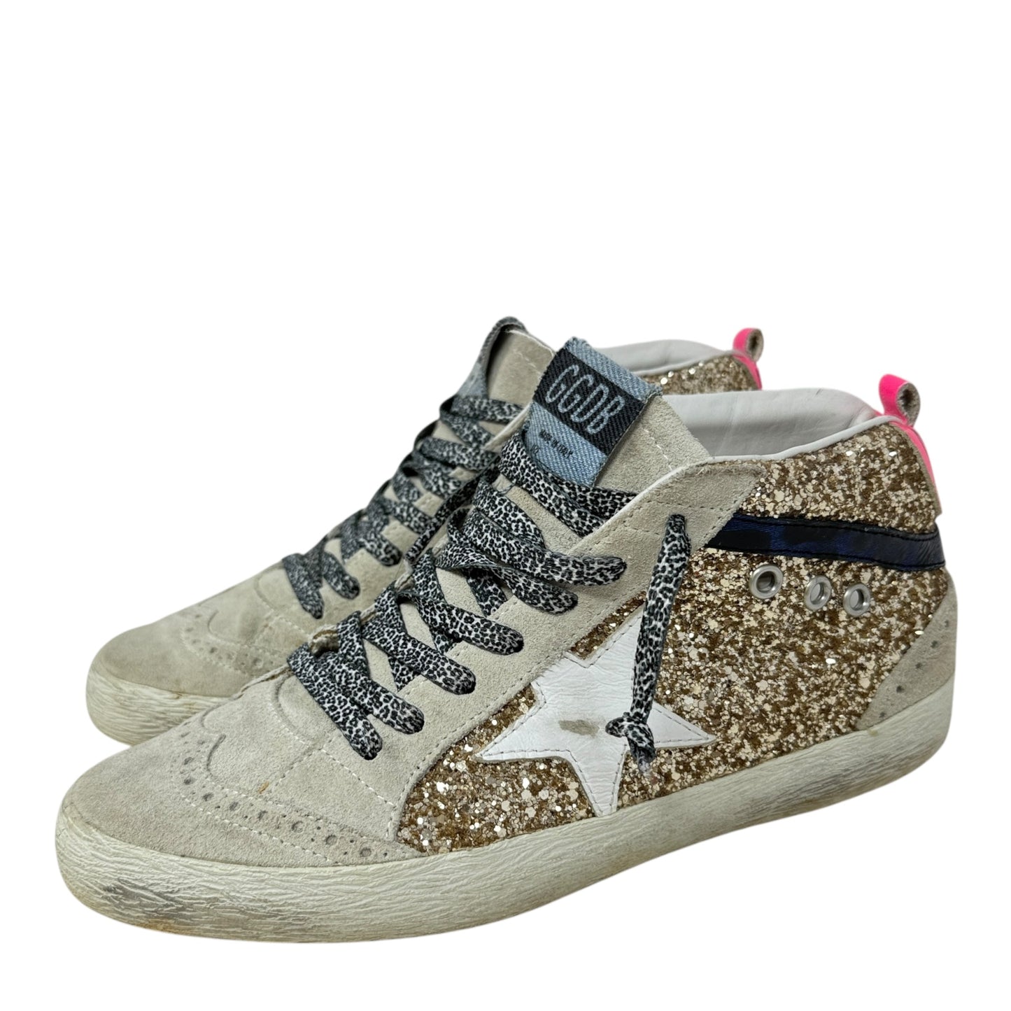 Mid Star Glitter Sneakers Luxury Designer By Golden Goose In Gold, Size: US 8/IT 38