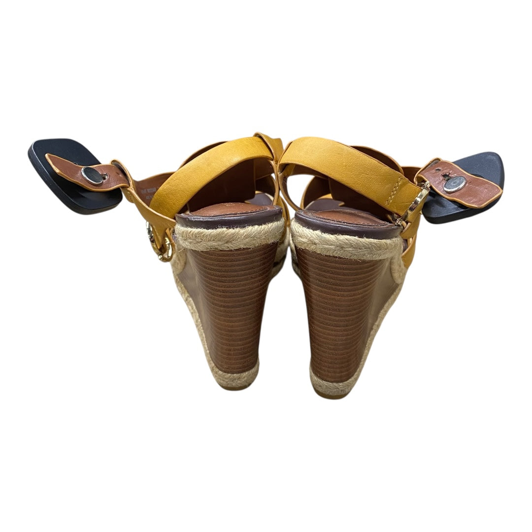 Sandals Heels Wedge By Cole-Haan In Gold, Size:7