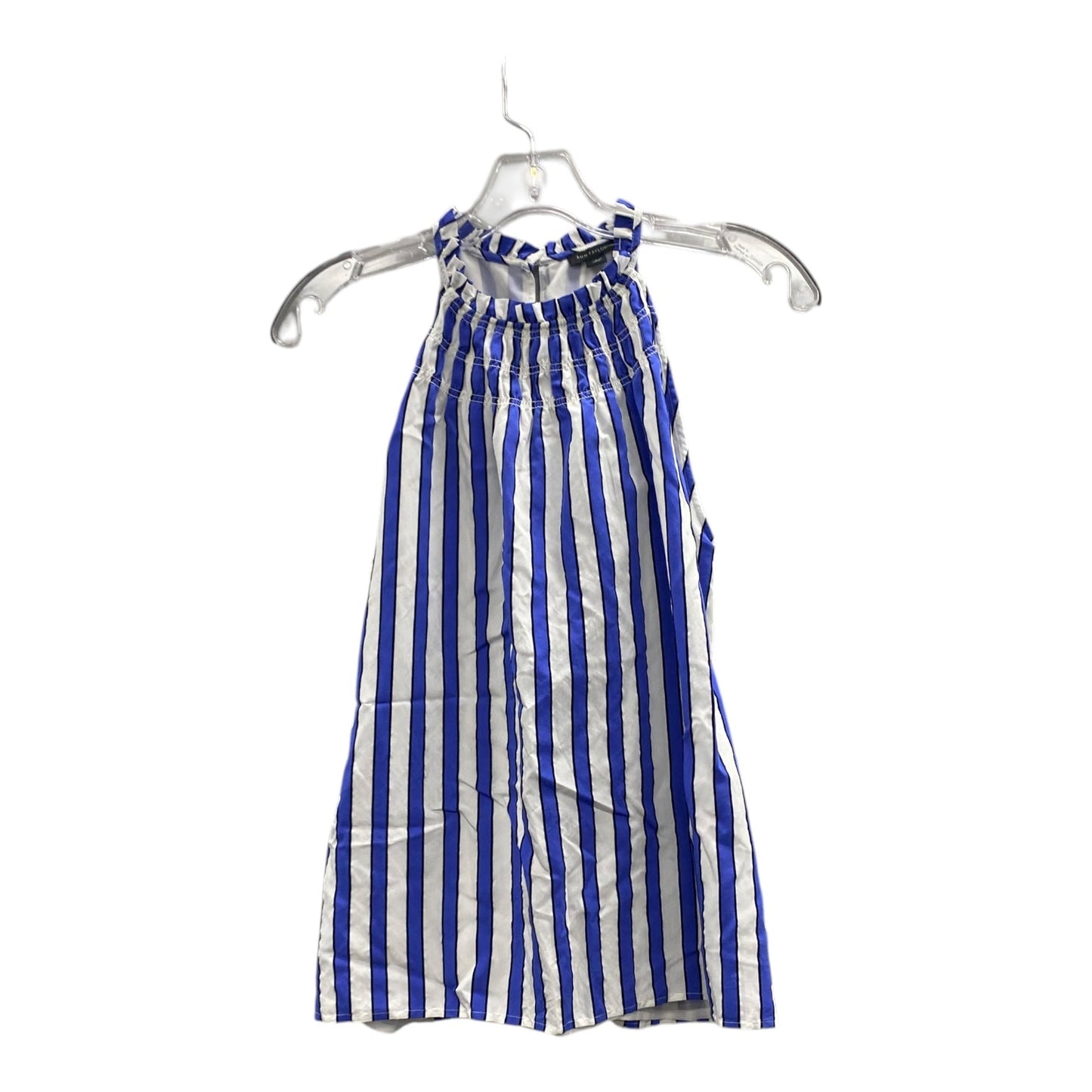 Top Sleeveless By Ann Taylor In Blue & White, Size:S