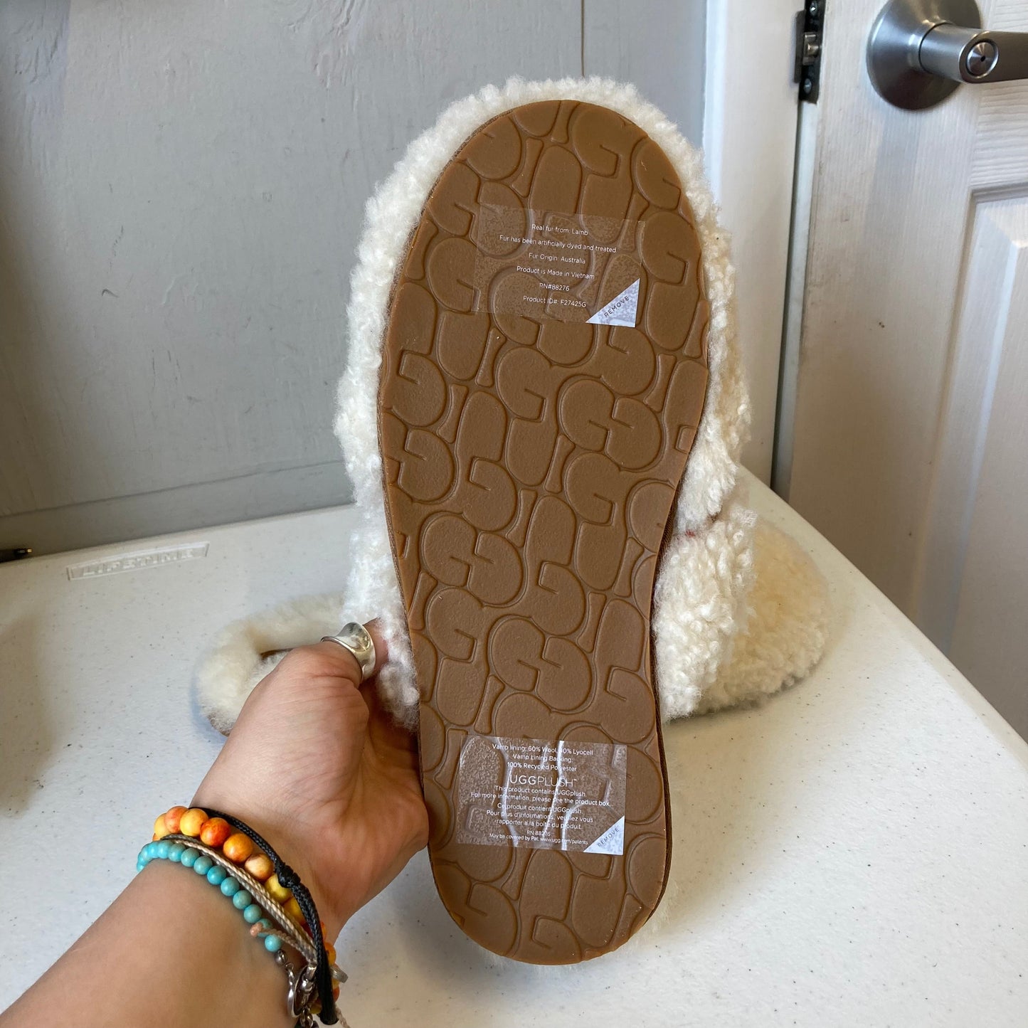 Slippers Designer By Ugg In Beige, Size:10