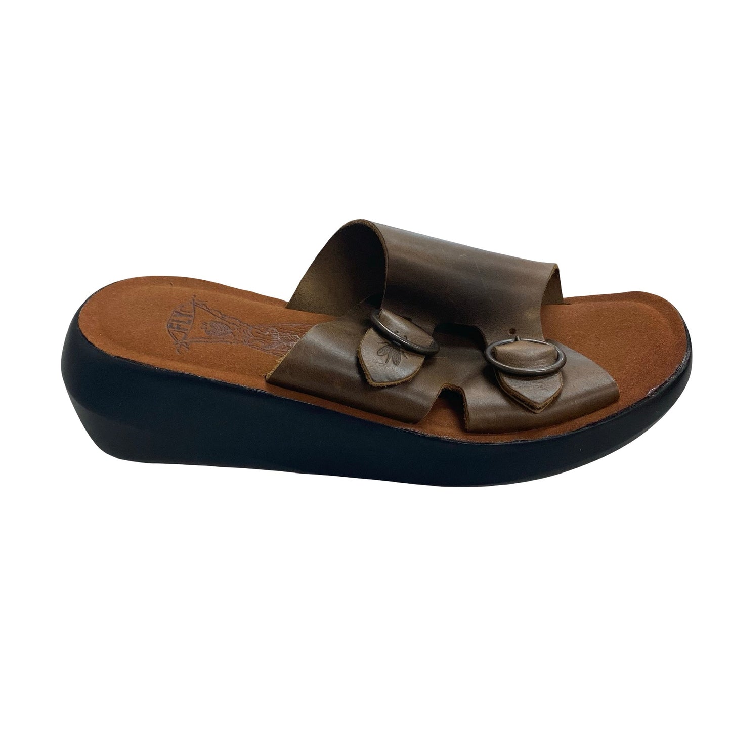 Sandals Heels Block By Fly London In Brown, Size:7.5
