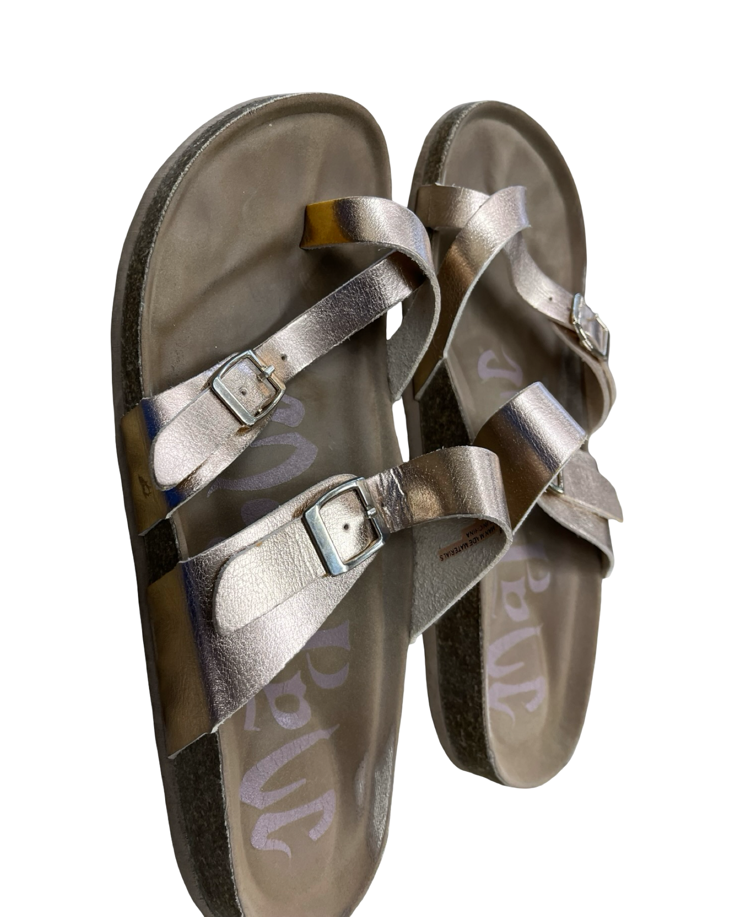 Sandals Flats By Clothes Mentor In Gold, Size:9