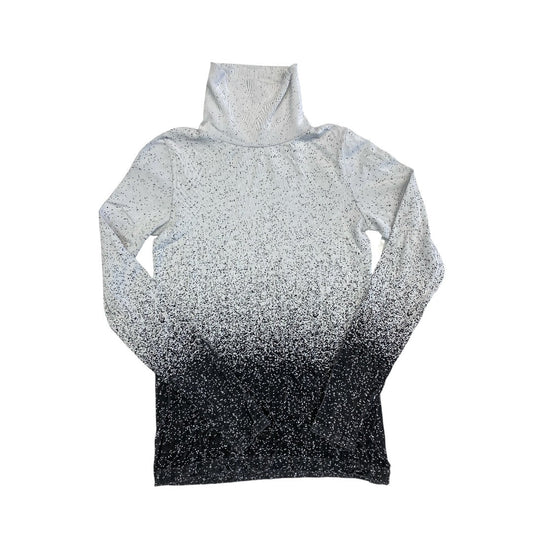 Athletic Top Ls Collar By Athleta In Black & White, Size:L