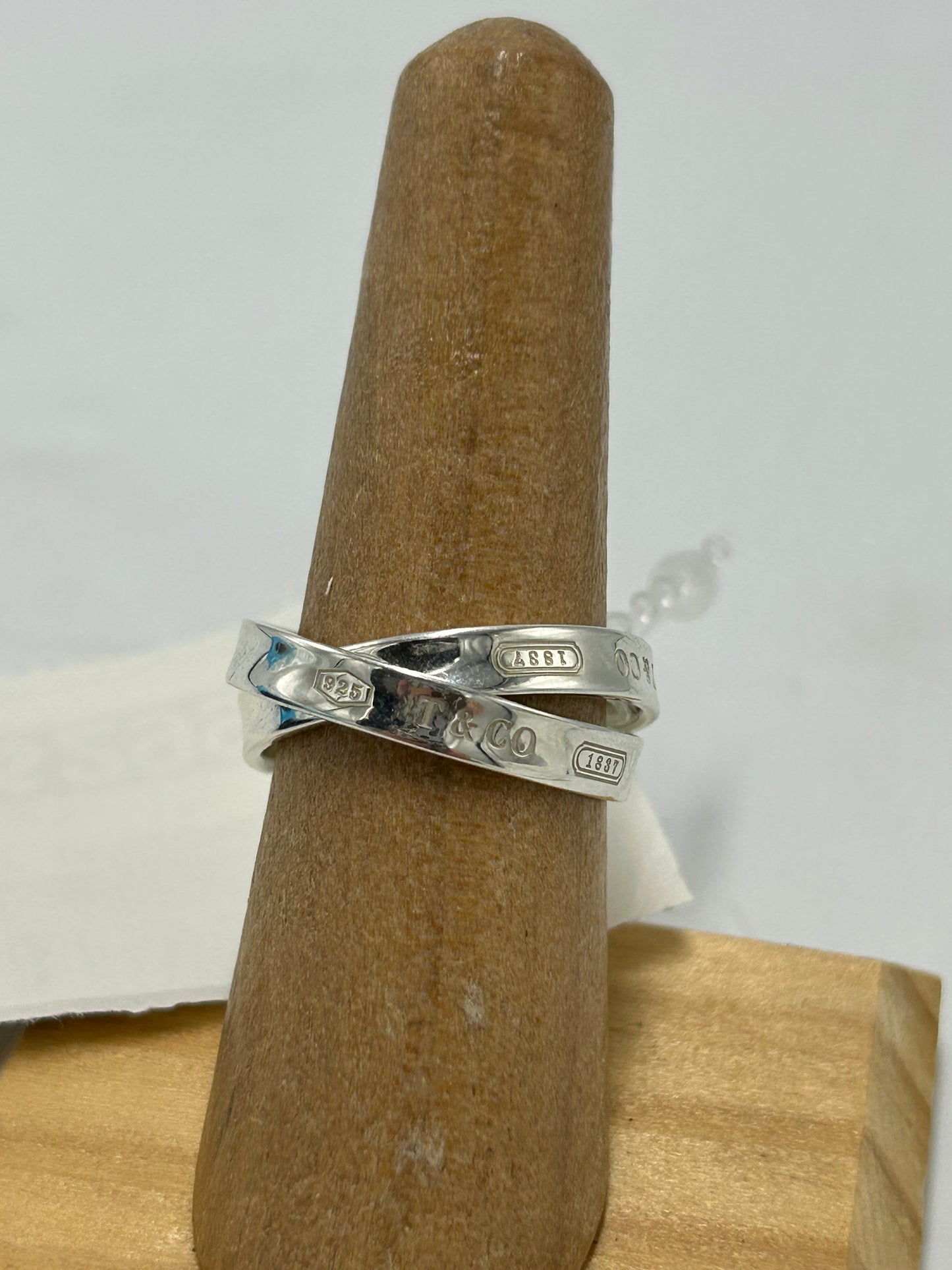 Tiffany & Company 925 Silver Interlocking Luxury Ring, Size 8