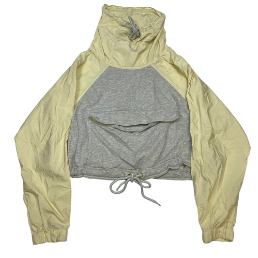 Athletic Sweatshirt Hoodie By We The Free In Grey & Yellow, Size:M