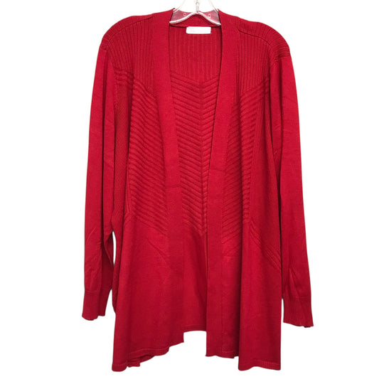 Sweater Cardigan By 89Th And Madison In Red, Size:2X