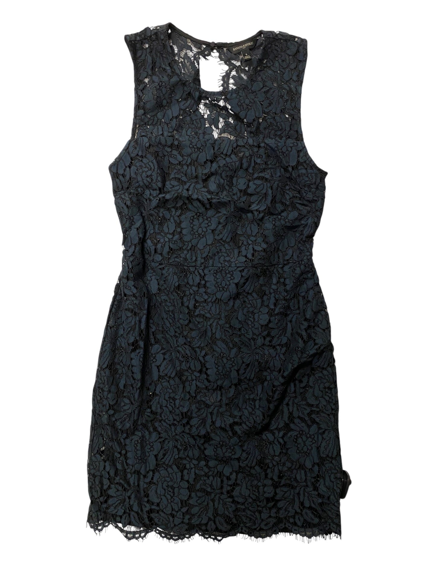 Dress Casual Midi By Banana Republic In Black & Blue, Size:6