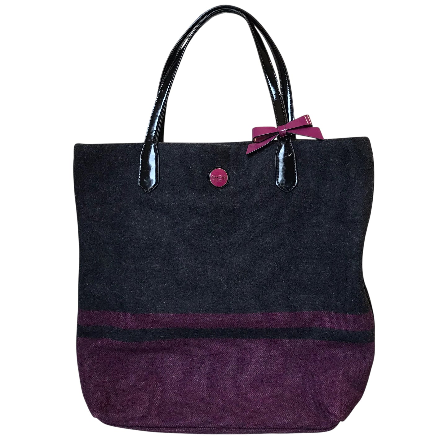 Handbag Designer By Coach In Grey & Purple, Size:Medium