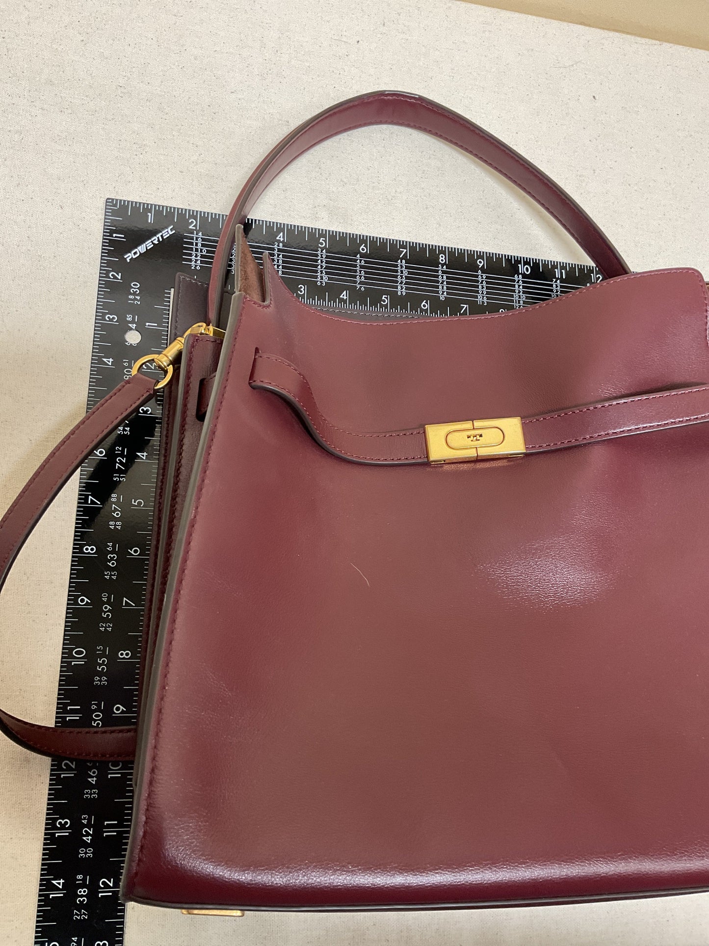 Handbag Designer By Tory Burch In Maroon, Size:Large