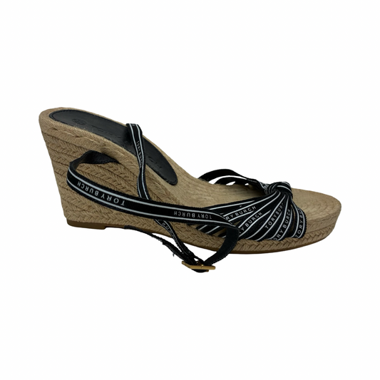 Sandals Designer By Tory Burch In Black & Brown, Size:8