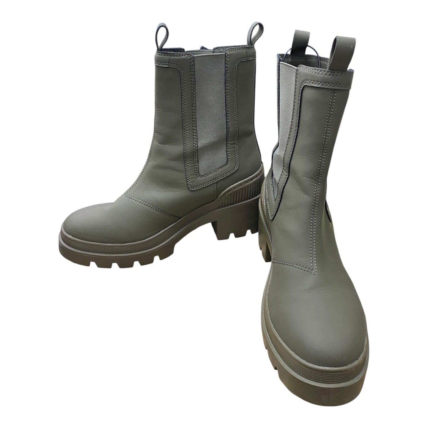 Boots Mid-Calf Heels By Tommy Hilfiger In Green, Size:8.5