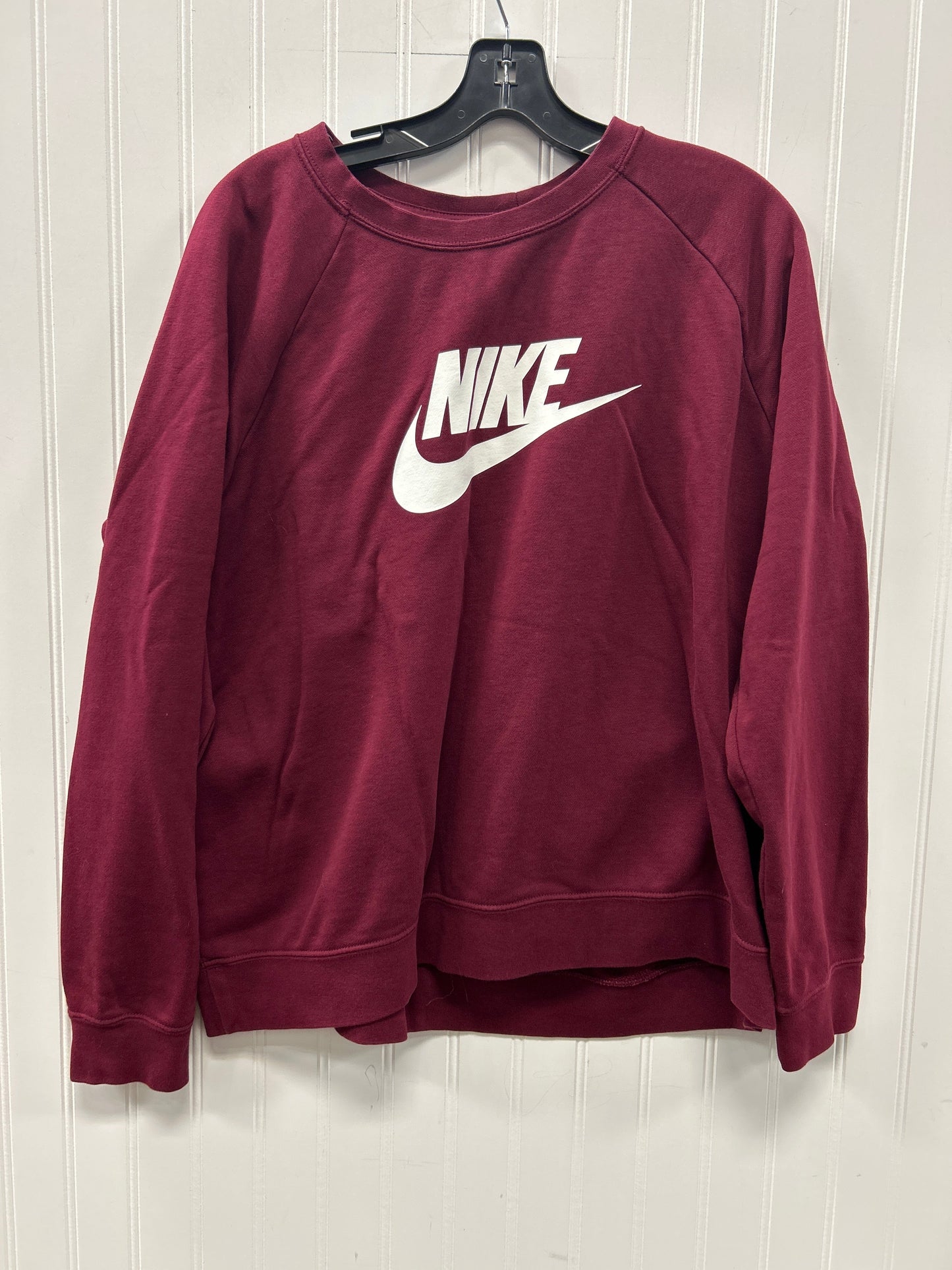 Athletic Top Ls Crewneck By Nike Apparel In Maroon, Size:Xl