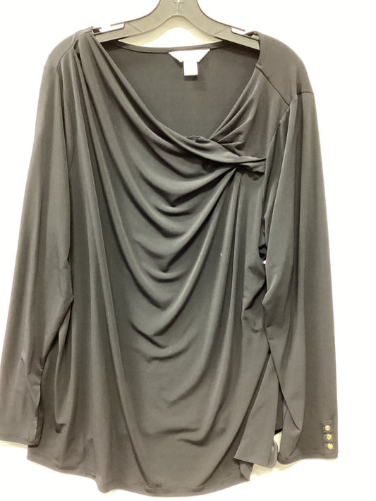 Top Ls By Liz Claiborne In Black, Size:1X