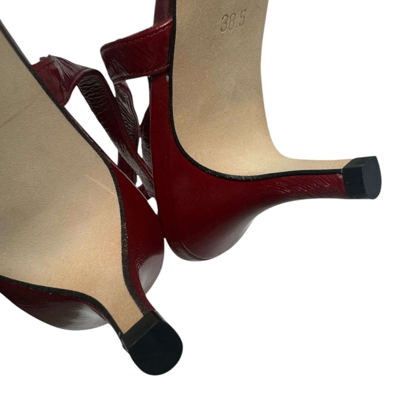 Agata Patent Cap Toe Slingback Shoes Heels Kitten By Susan van der Linde In Rose Gold, Size: 8.5