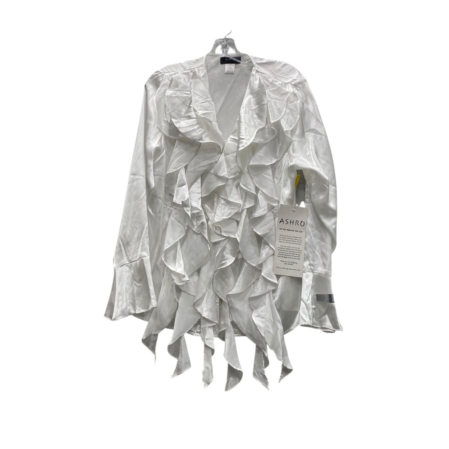 Blouse Ls By Ashro In White, Size:1X