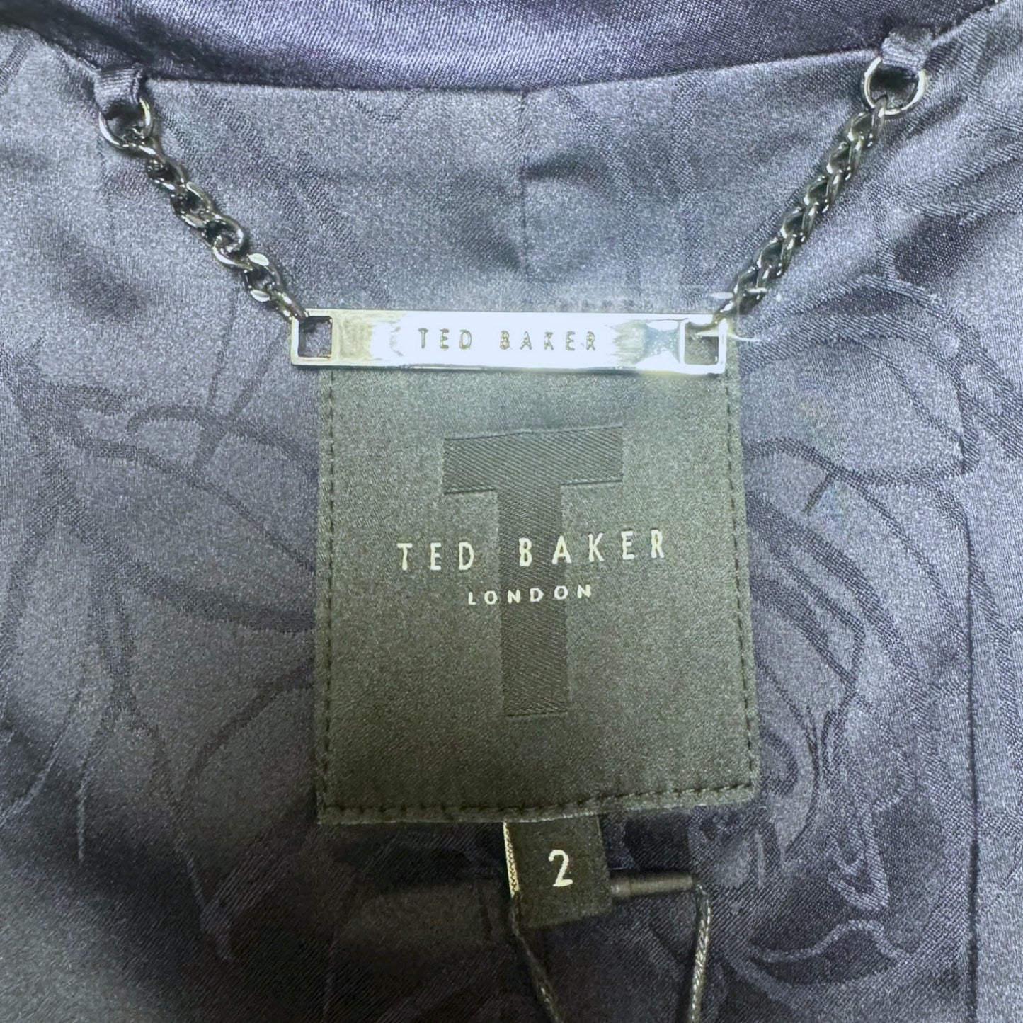 Tailored Satin Long Line Waist Coat with Wide Floor Length Trousers Set 2pc By Ted Baker In Navy, Size: 2