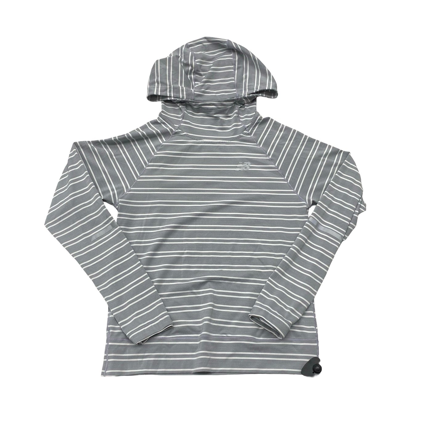 Athletic Top Ls Hoodie By New Balance In Grey & White, Size:S