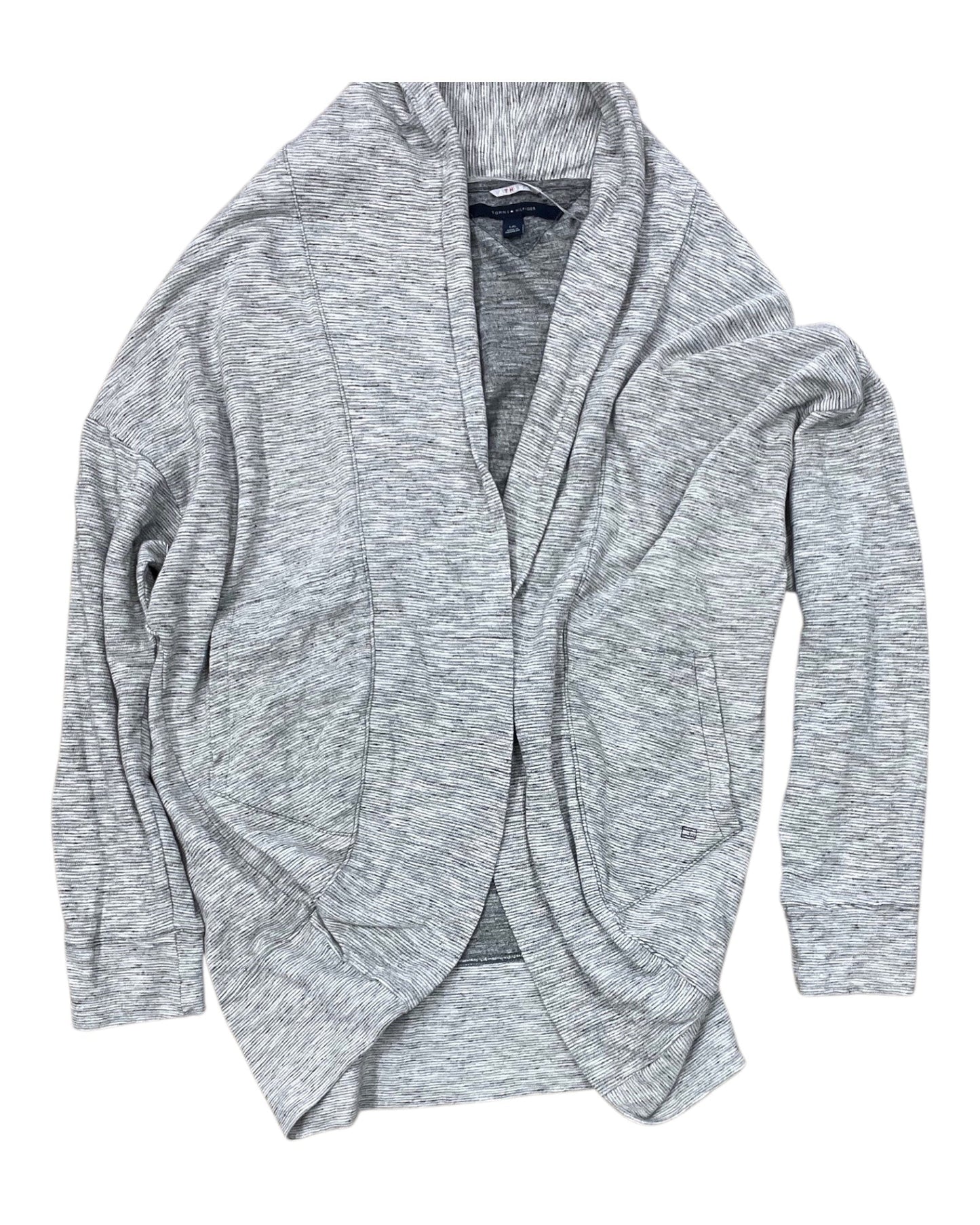 Athletic Jacket By Tommy Hilfiger In Grey, Size:L