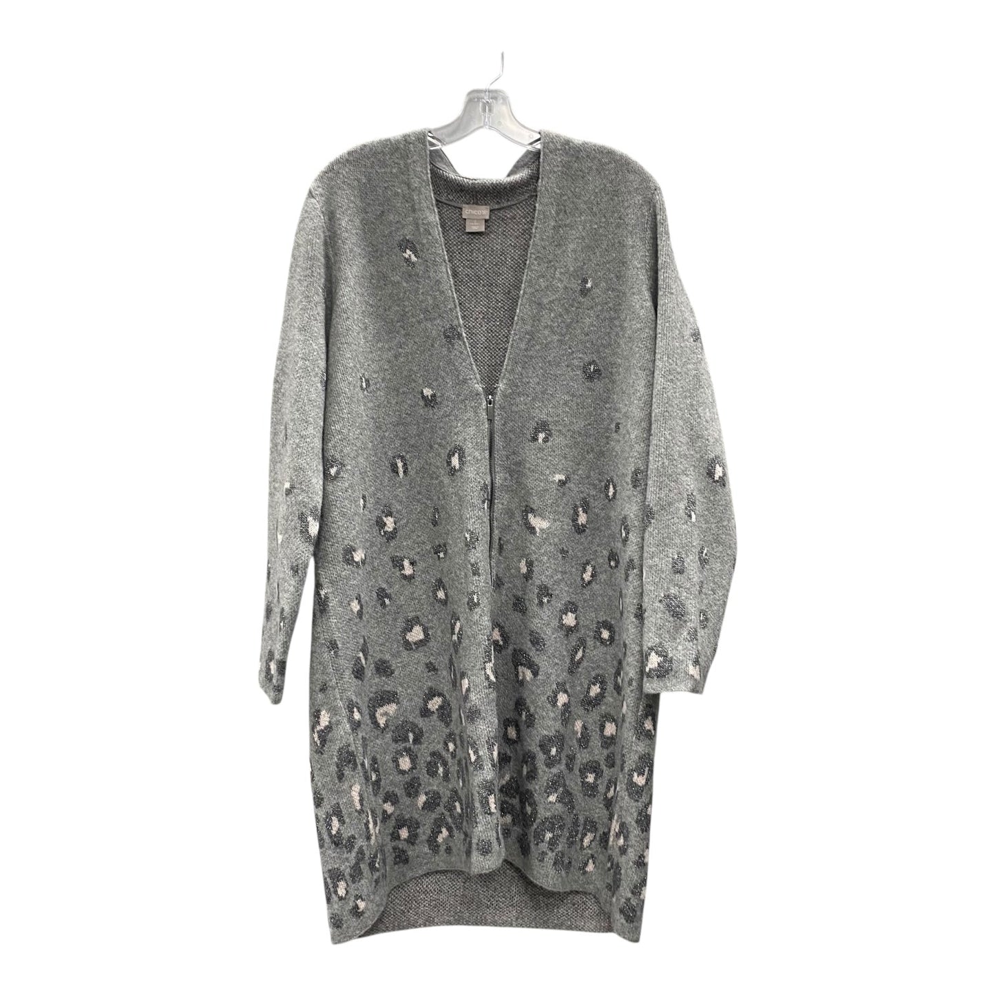 Sweater Cardigan By Chicos In Grey, Size:L