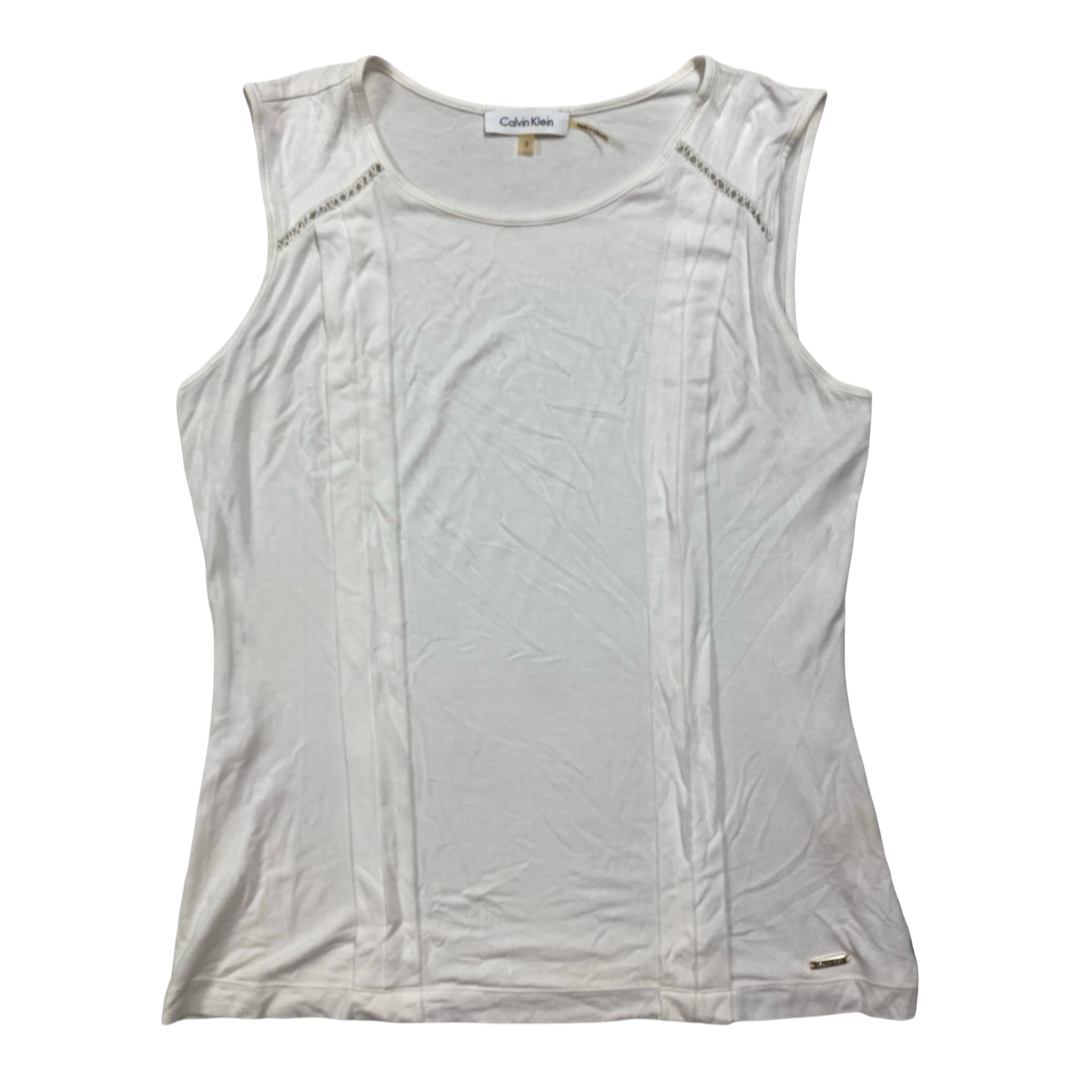 Top Sleeveless By Calvin Klein In White, Size:S