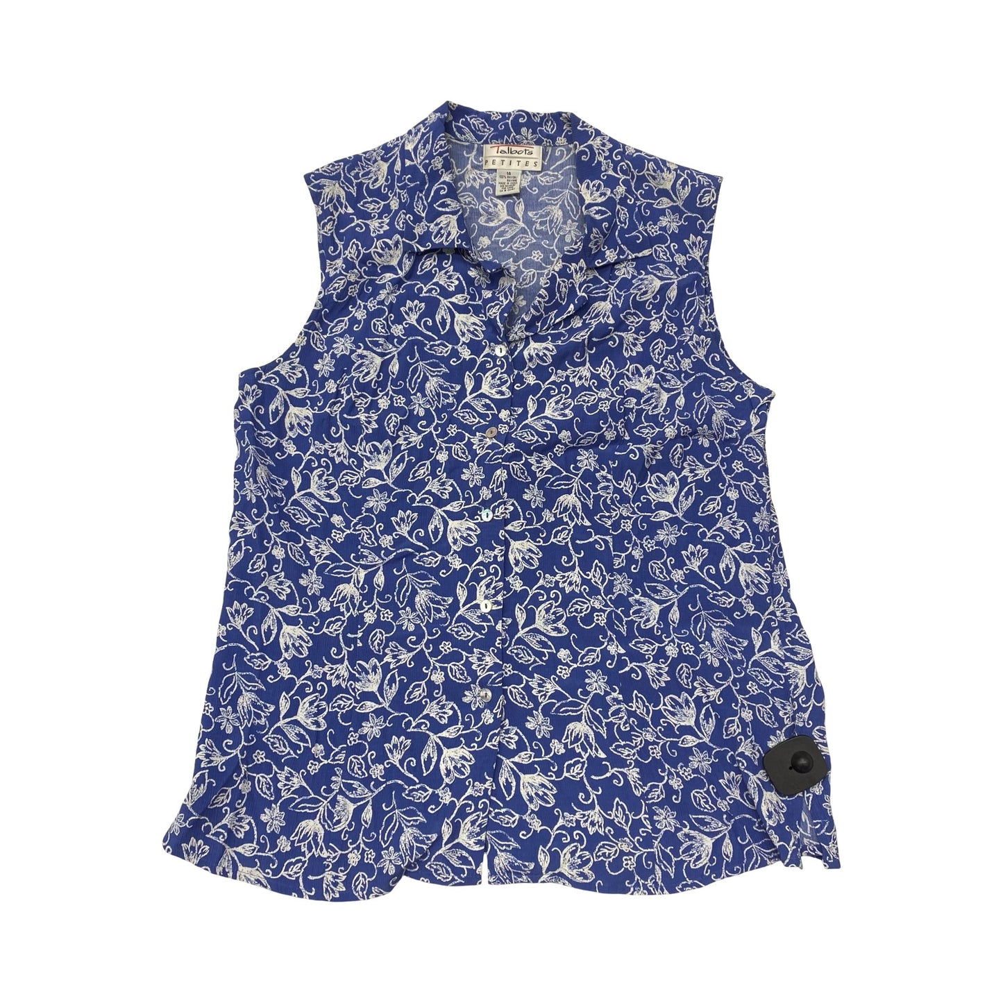 Top Sleeveless By Talbots In Blue & White, Size:14