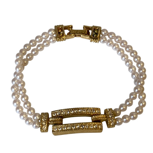Bracelet Beaded By Napier In Gold & White