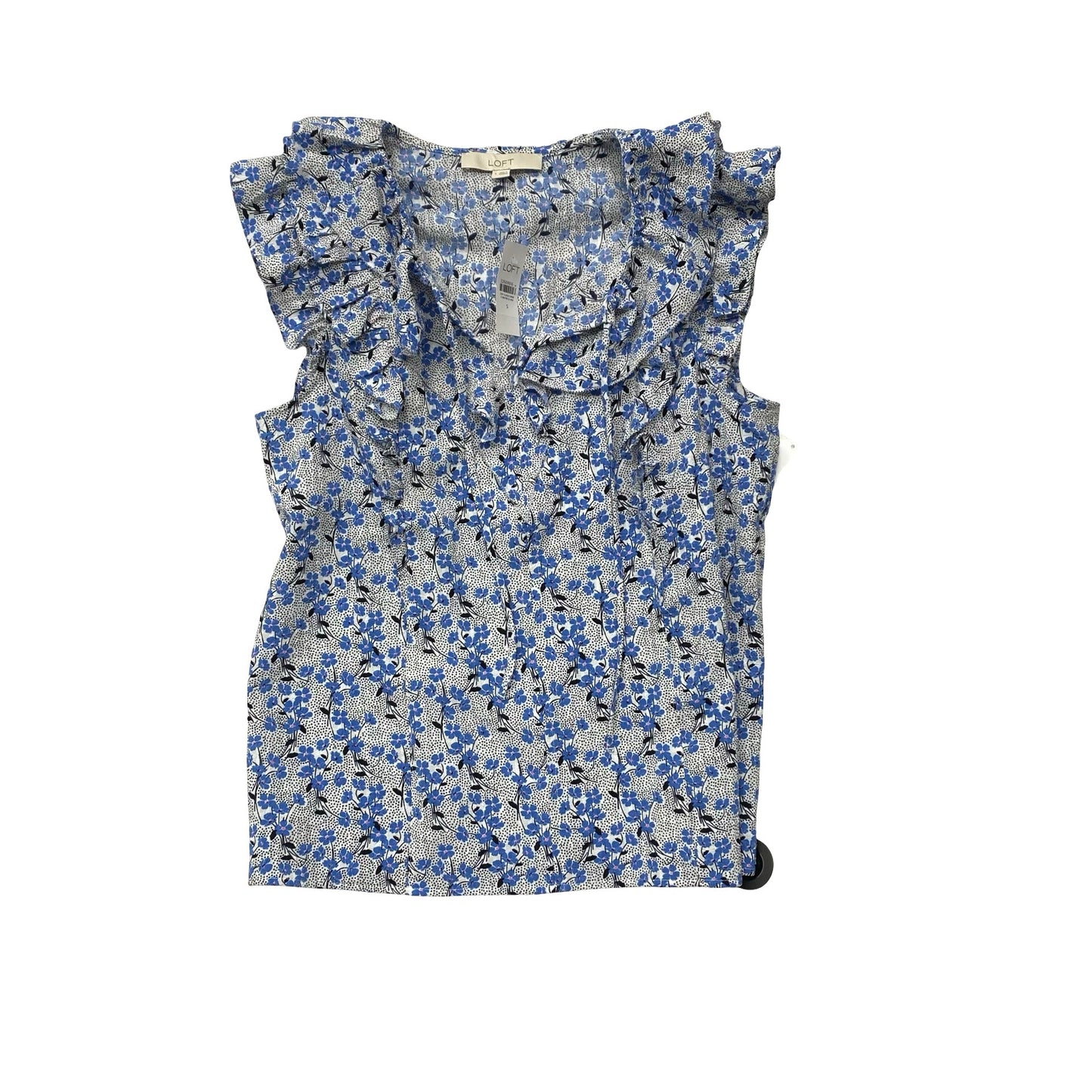 Top Sleeveless By Loft In Blue & White, Size:S