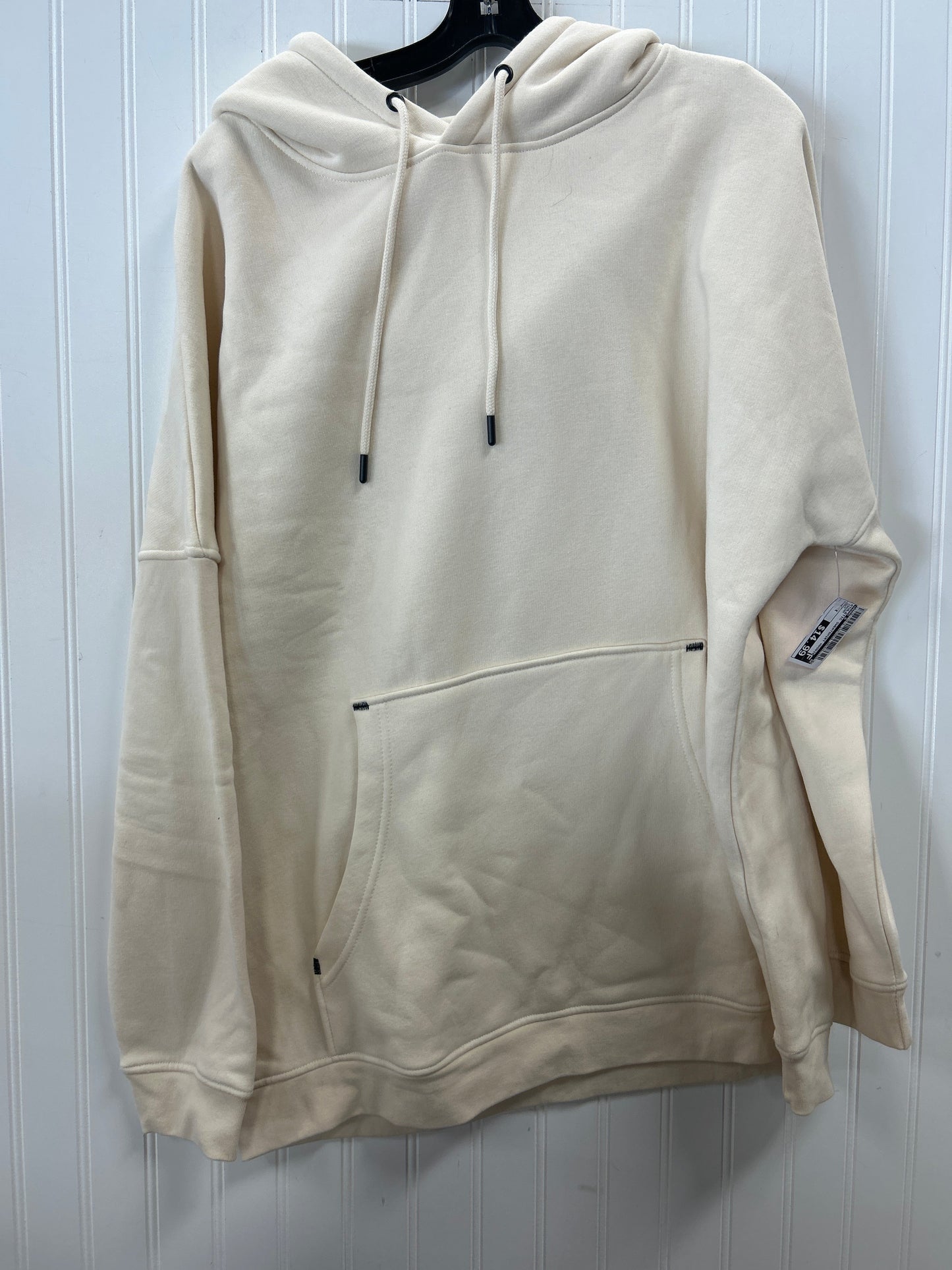 Athletic Sweatshirt Hoodie By Mono B In Cream, Size:1X