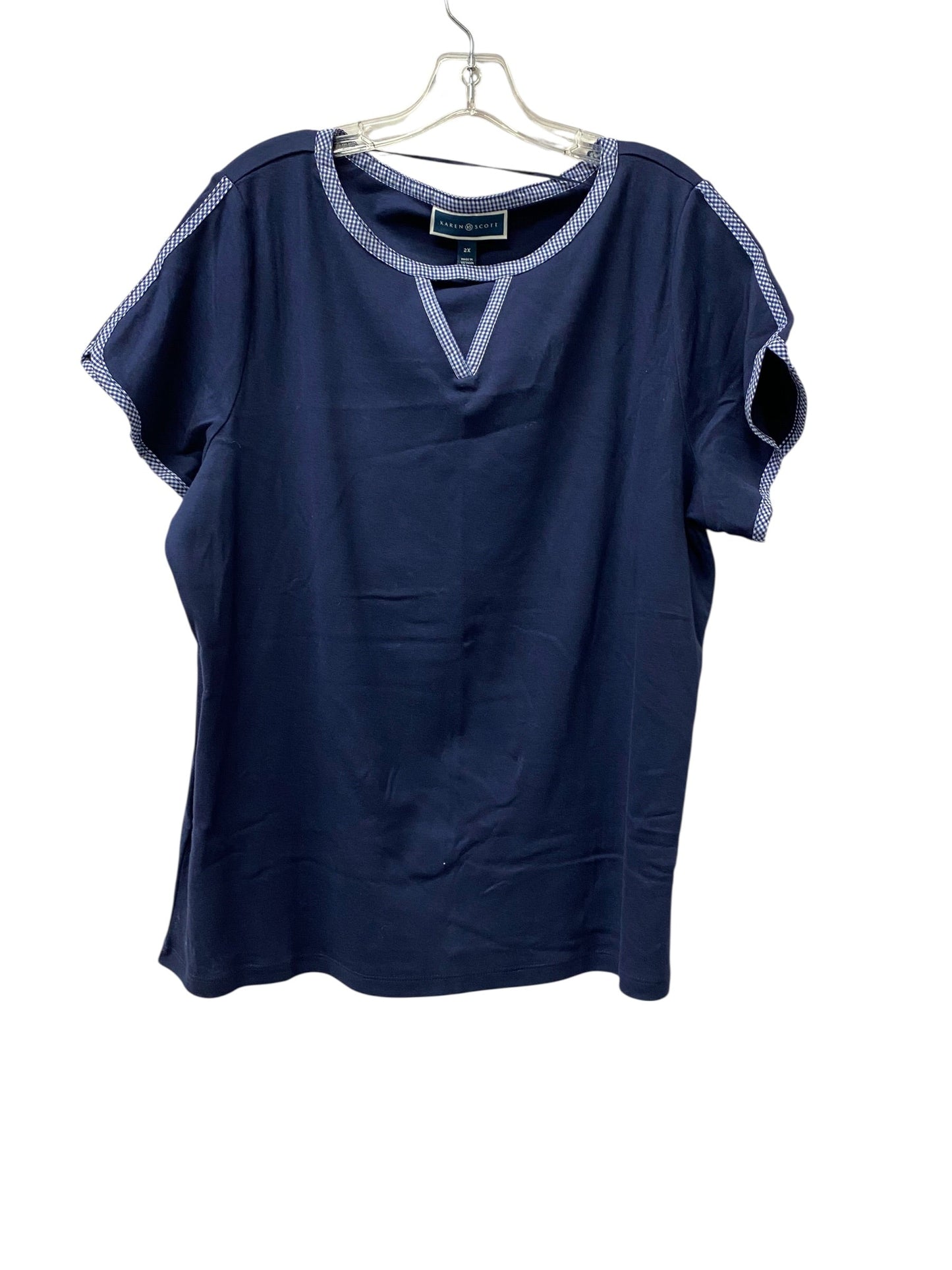 Top Ss By Karen Scott In Blue, Size:2X