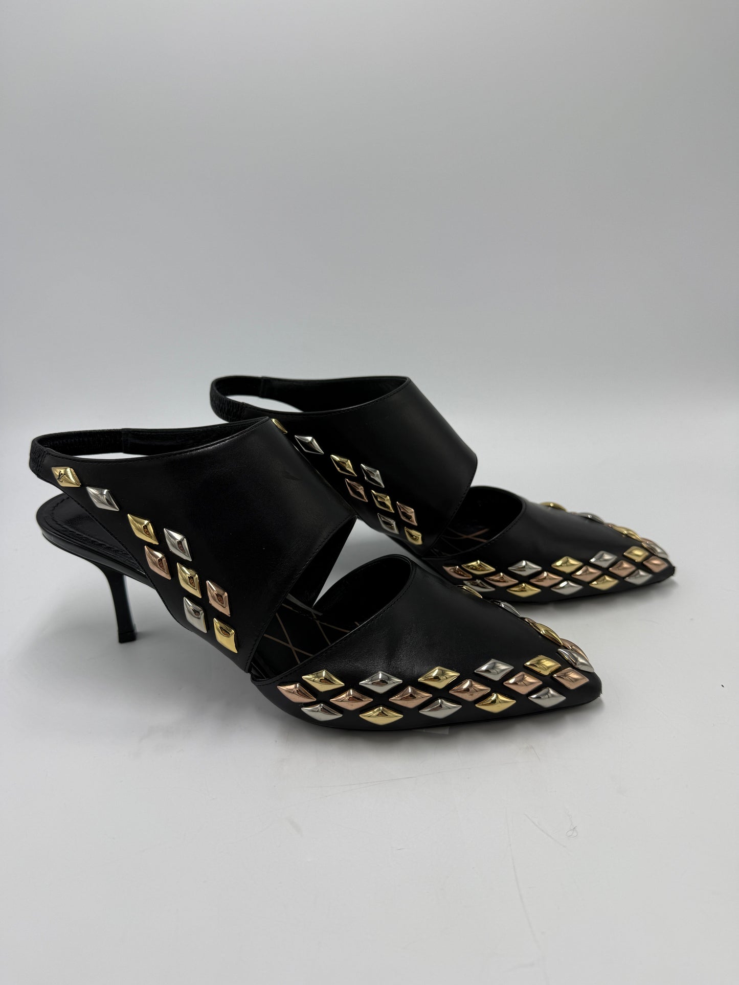 Louis Vuitton GolD Rush Studded Luxury Shoes, Size: 7.5 (37.5)