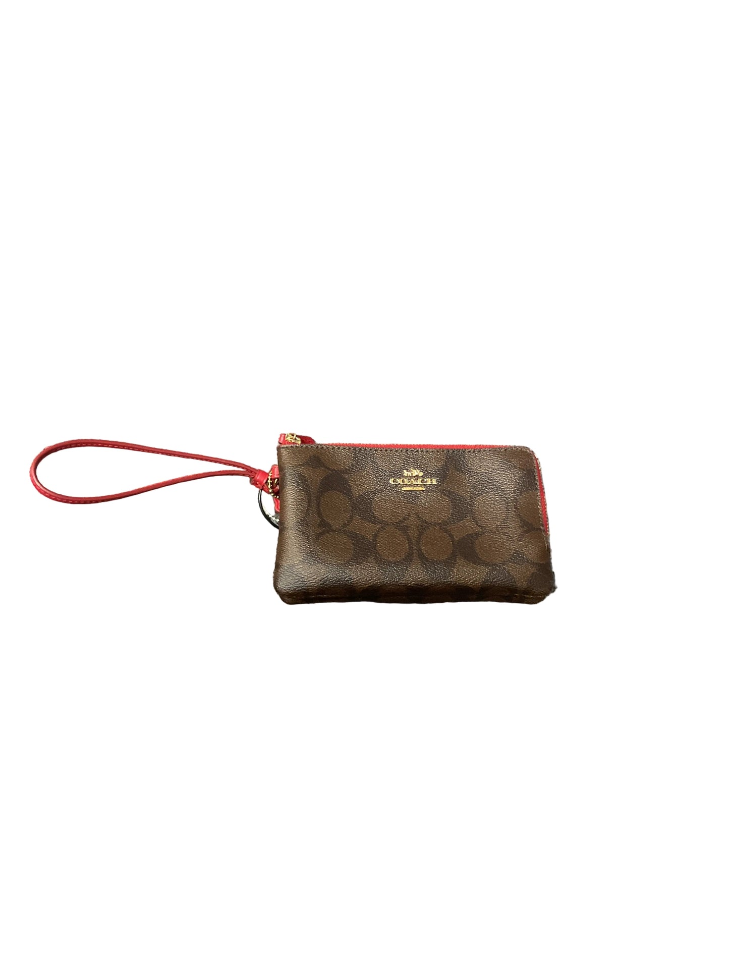 Wristlet Designer By Coach In Brown & Red, Size:Medium