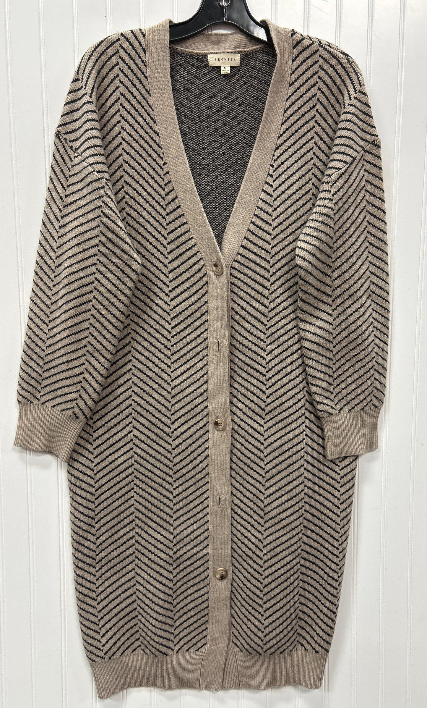 Sweater Cardigan By Promesa In Taupe, Size:M