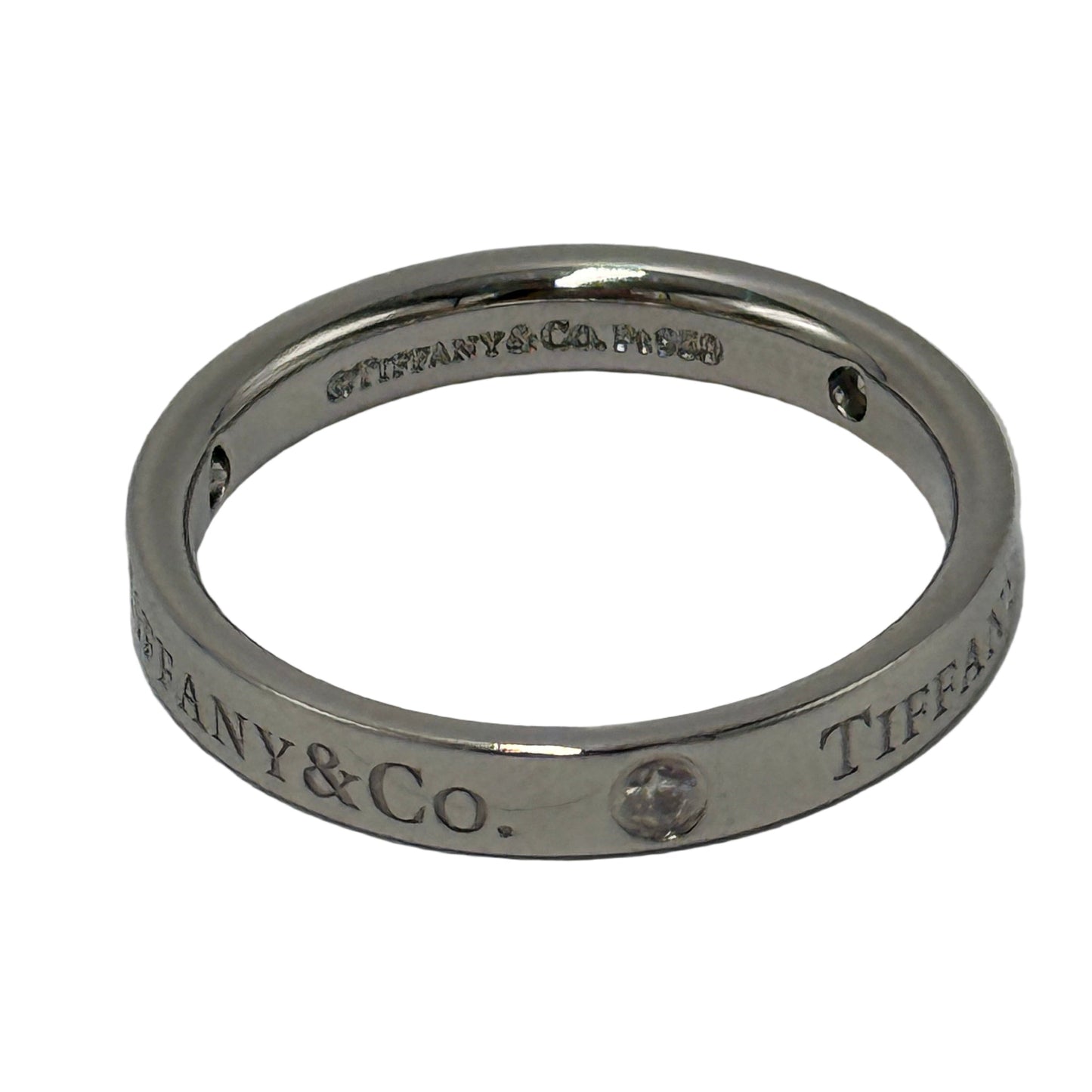 Tiffany & Company Platinum 3mm Band w/ Diamonds Luxury Designer Ring, Size 7